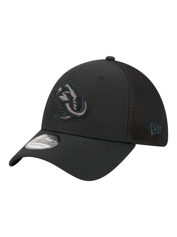 Men's New Era Black Utah Mammoth Blackout 39THIRTY Flex Fit Hat