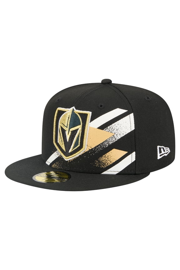 Men's New Era Black Vegas Golden Knights Faded Lines 59FIFTY Fitted Hat