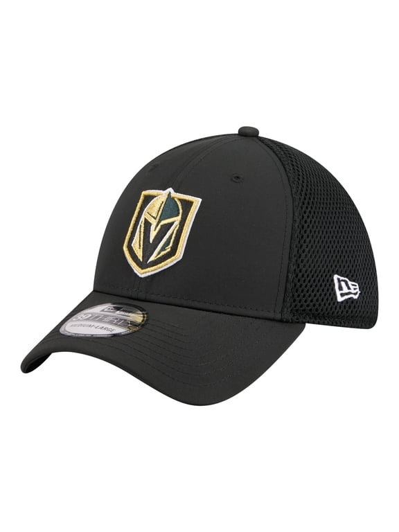 Men's New Era Black Vegas Golden Knights Logo 39THIRTY Flex Hat