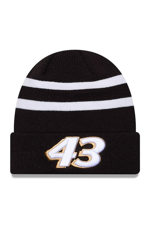 Men's New Era Black/White Erik Jones Cuffed Knit Hat