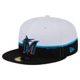 thumbnail image 1 of Men's New Era  Black/White Miami Marlins Paint Stroke 59FIFTY-Fitted Hat, 1 of 5
