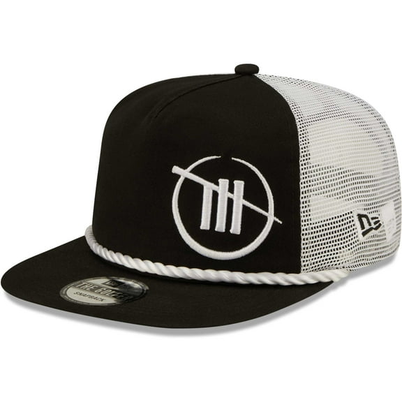 Men's New Era Black/White TRACKHOUSE RACING Golfer Trucker Snapback Hat