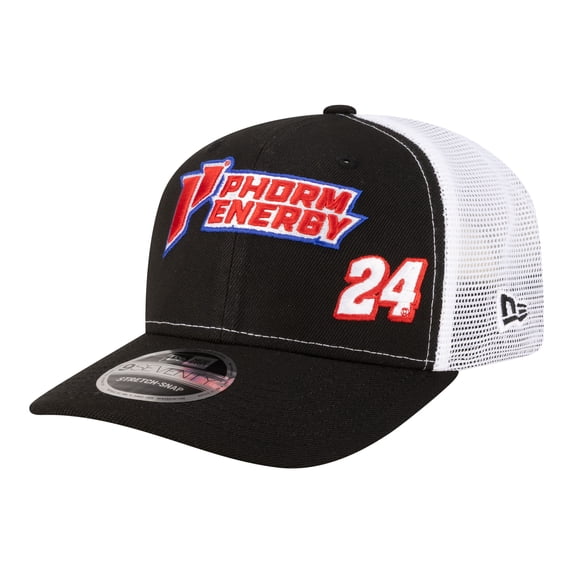 Men's New Era Black/White William Byron 2026 Phorm Energy 9SEVENTY Adjustable Trucker Hat