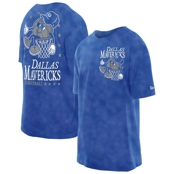 Men's New Era Blue Dallas Mavericks Old School Sport Enzyme Wash Oversized T-Shirt