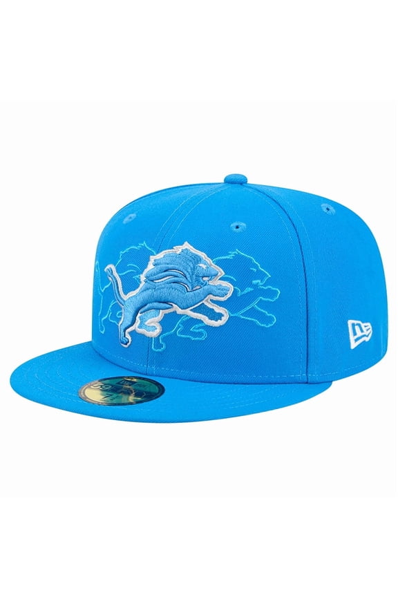 Men's New Era Blue Detroit Lions Tri-Hit 59FIFTY Fitted Hat