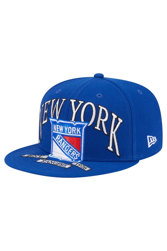 Men's New Era Blue New York Rangers Oversized Vintage Arch 59Fifty Fitted Hat