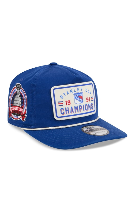 Men's New Era Blue New York Rangers Throwback Stanley Cup Champions Side Patch 19TWENTY Adjustable Hat