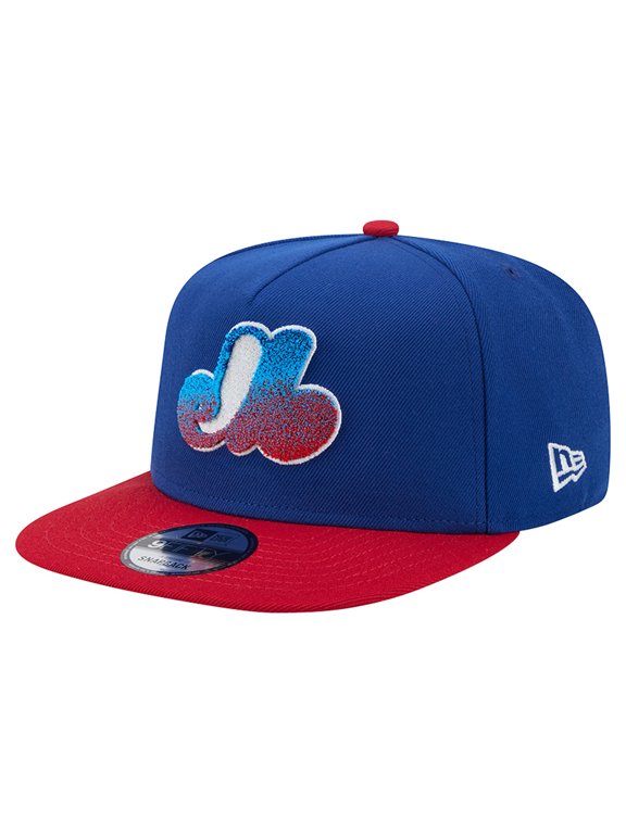 Men's New Era Blue/Red Montreal Expos Chenille Gradient A-Frame 9FIFTY Snapback Hat
