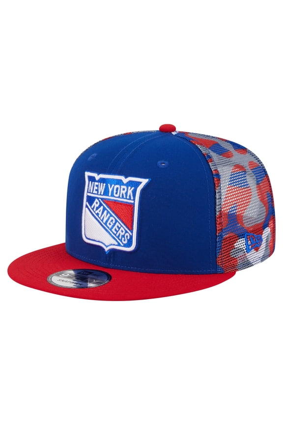 Men's New Era Blue/Red New York Rangers Camo Meshback 9FIFTY Snapback Hat