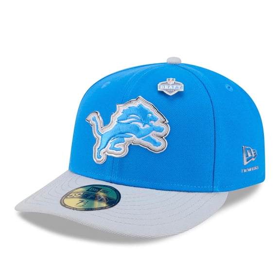Men's New Era Blue/Silver Detroit Lions 2026 NFL Draft Pre-Curved 59FIFTY Fitted Hat