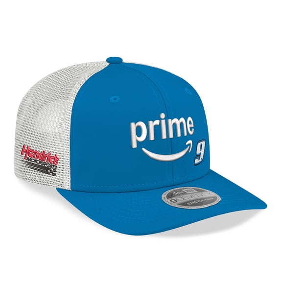 Men's New Era Blue/White Chase Elliott 2026 Amazon Prime 9SEVENTY Adjustable Trucker Hat