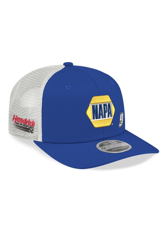 Men's New Era Blue/White Chase Elliott 2026 NAPA 9SEVENTY Adjustable Trucker Hat