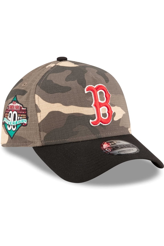 Men's New Era Boston Red Sox Camo Crown A-Frame 9FORTY Adjustable Hat