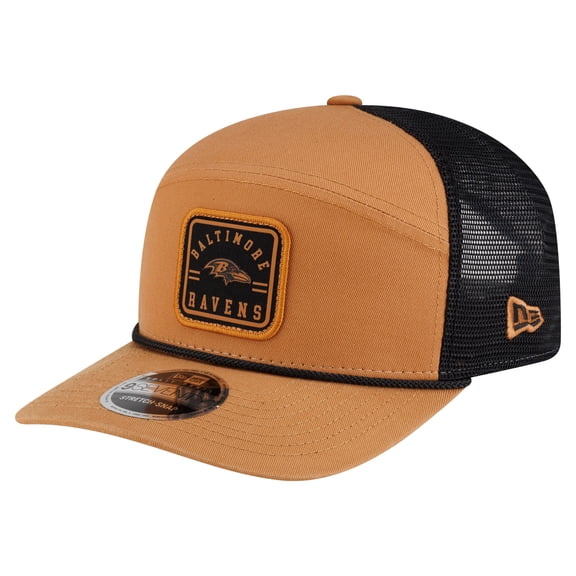 Men's New Era  Brown/Black Baltimore Ravens Team Patch Split Panel 9SEVENTY Adjustable Trucker Hat