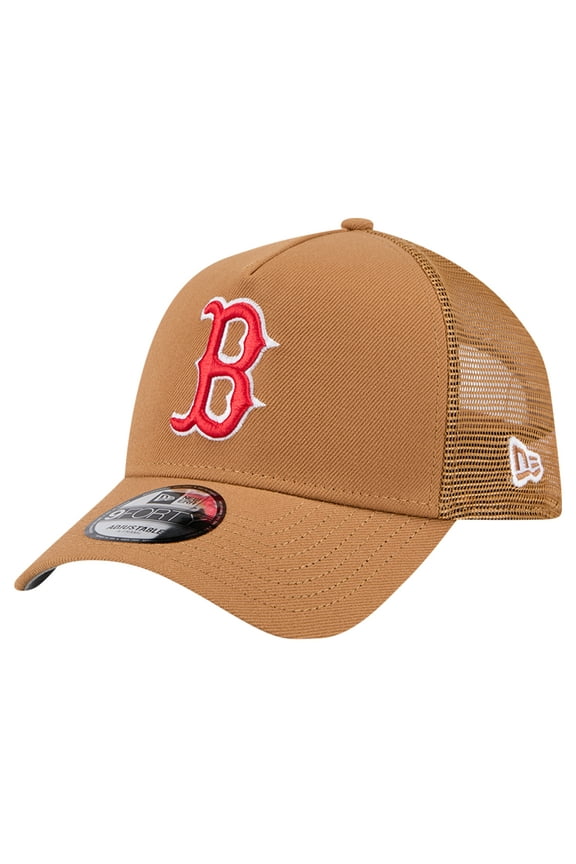 Men's New Era Brown Boston Red Sox A-Frame Trucker 9FORTY Adjustable Hat