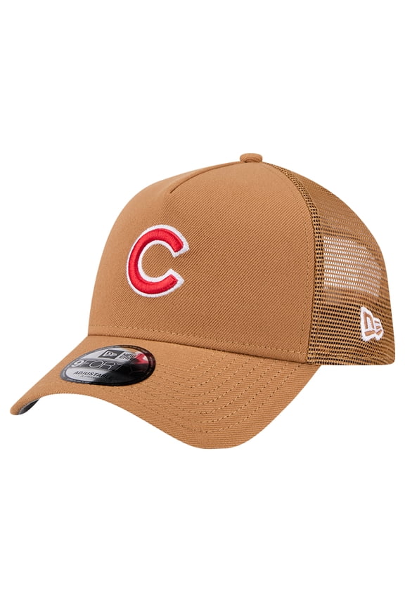 Men's New Era Brown Chicago Cubs A-Frame Trucker 9FORTY Adjustable Hat