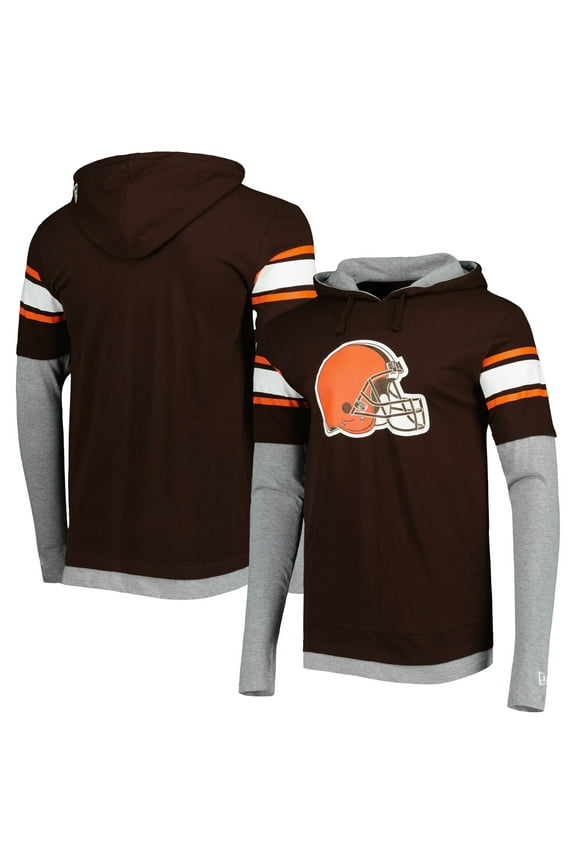 Men's New Era Brown Cleveland Browns Long Sleeve Hoodie T-Shirt