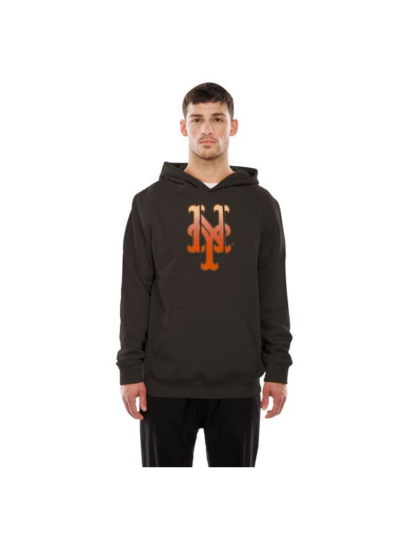 Men's New Era Brown New York Mets Gradient Monogram Pullover Hoodie
