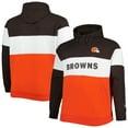 thumbnail image 1 of Men's New Era Brown/Orange Cleveland Browns Big & Tall Current Team Colorblock Fleece Raglan Pullover Hoodie, 1 of 3