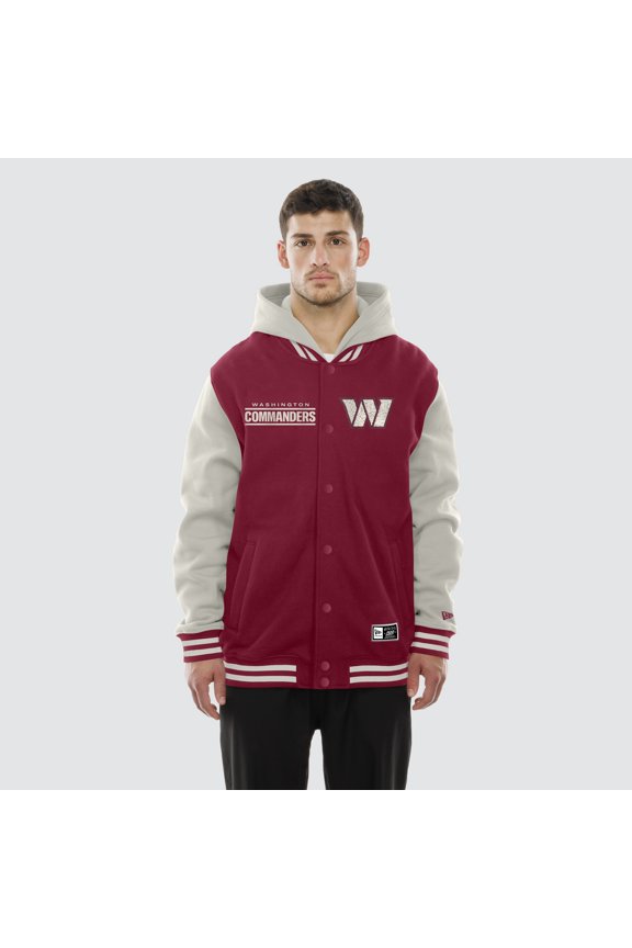 Men's New Era Burgundy/Gray Washington Commanders Full-Snap Fleece Hooded Jacket