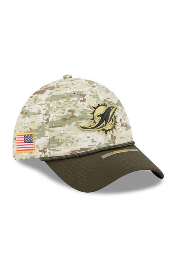 Men's New Era Camo Miami Dolphins 2025 Salute to Service 39THIRTY Flex Hat