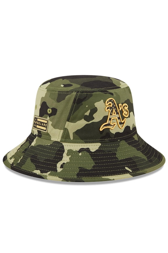 Men's New Era Camo Oakland Athletics 2022 Armed Forces Day Bucket Hat