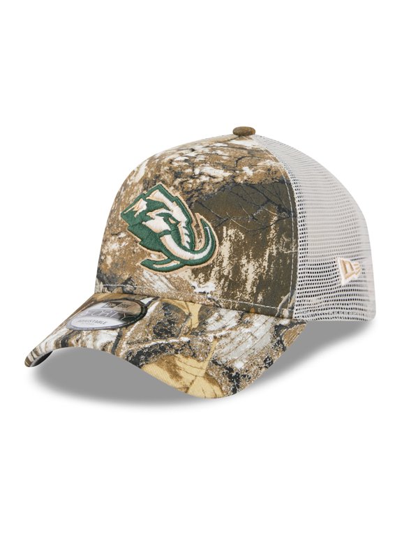 Men's New Era Camo Utah Mammoth Real Tree A-Frame 9FORTY Adjustable Trucker Hat