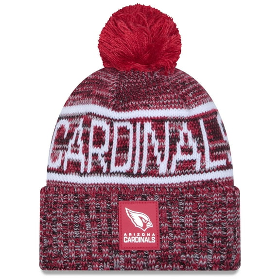 Men's New Era Cardinal Arizona Cardinals 2025 Sideline Cold Weather Cuffed Knit Hat with Pom