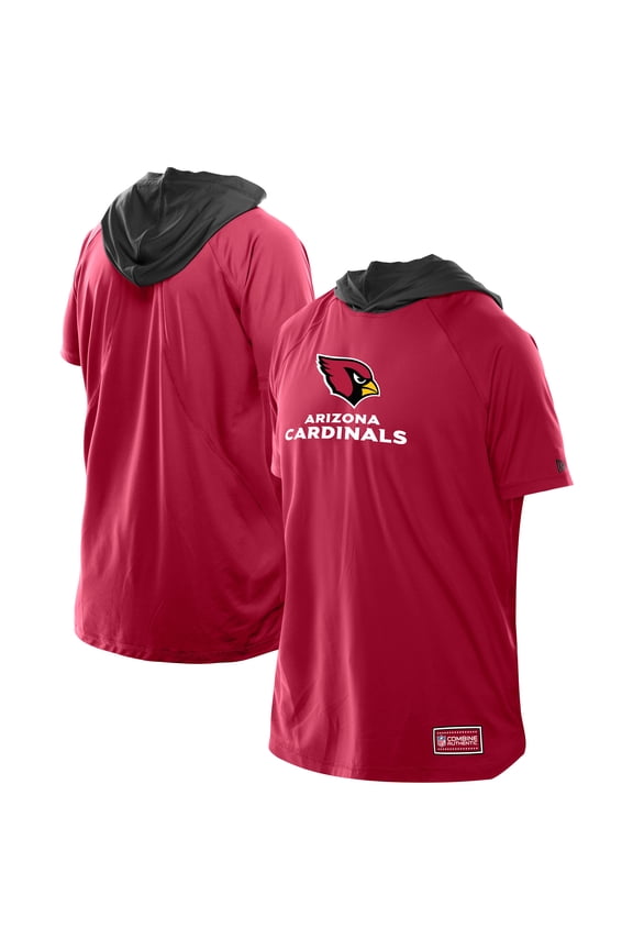 Men's New Era Cardinal Arizona Cardinals Combine Authentic Hooded Raglan Short-Sleeve T-Shirt