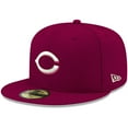 thumbnail image 1 of Men's New Era Cardinal Cincinnati Reds White Logo 59FIFTY Fitted Hat, 1 of 6