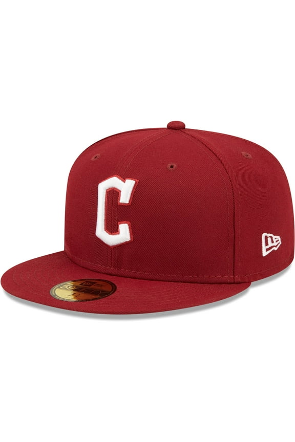 Men's New Era Cardinal Cleveland Guardians White Logo 59FIFTY Fitted Hat