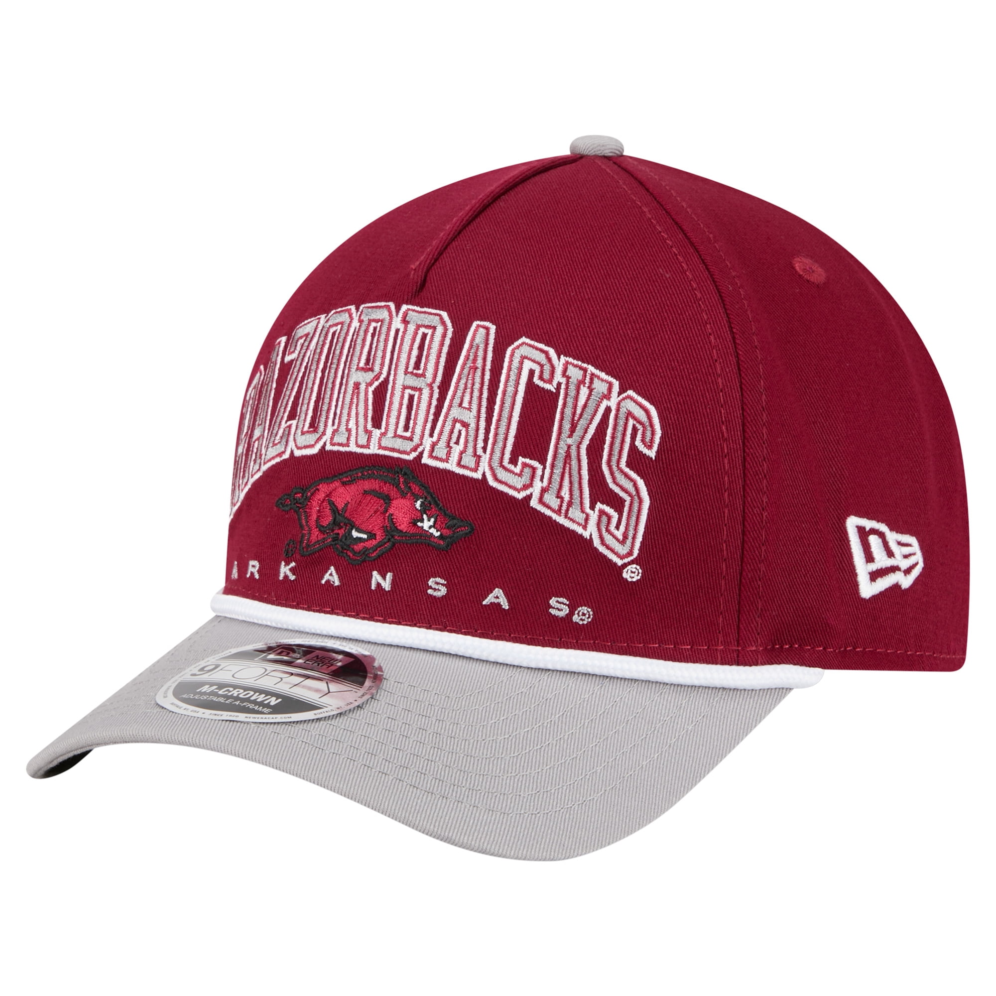 Youth Razorback Hat Men's New Era Cardinal/Gray Arkansas Razorbacks Arch Two-Tone Rope ...