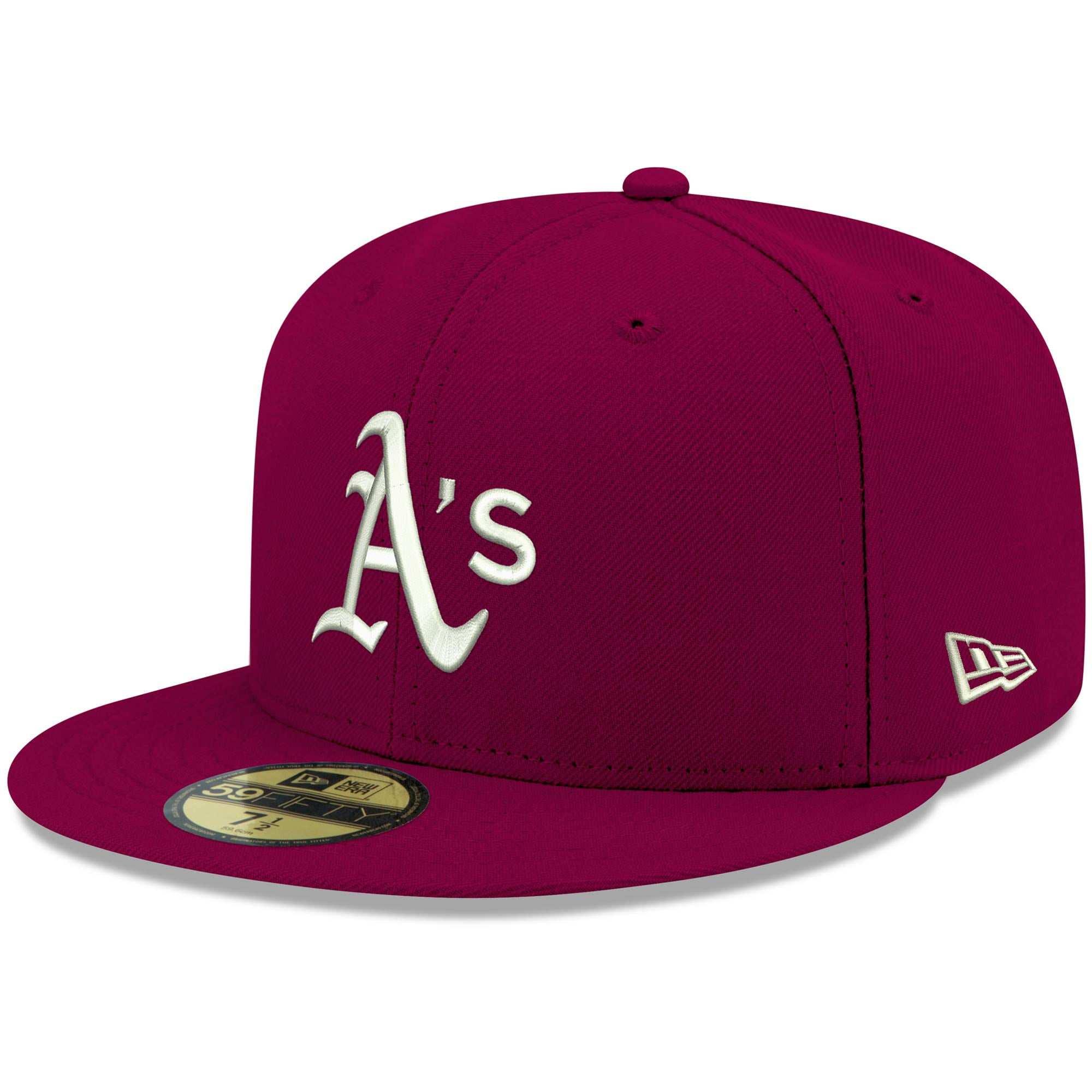 Men s New Era Cardinal Oakland Athletics White Logo 59FIFTY Fitted