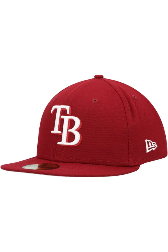 Men's New Era Cardinal Tampa Bay Rays White Logo 59FIFTY Fitted Hat