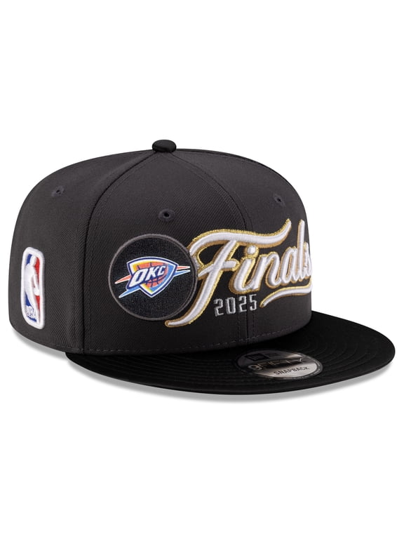 Men's New Era Charcoal/Black Oklahoma City Thunder 2025 Western Conference Champions Locker Room 9FIFTY Snapback Hat