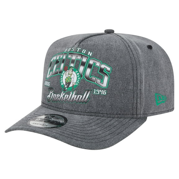Men's New Era Charcoal Boston Celtics Throwback Washed Pre-Curved 9FIFTY Snapback Hat
