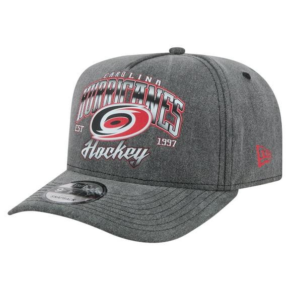 Men's New Era Charcoal Carolina Hurricanes Throwback Washed A-Frame Pre-Curved 9FIFTY Snapback Hat