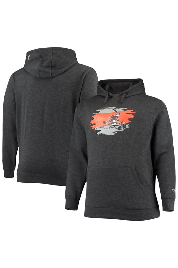 Men's New Era Charcoal Cleveland Browns Big & Tall Primary Logo Pullover Hoodie