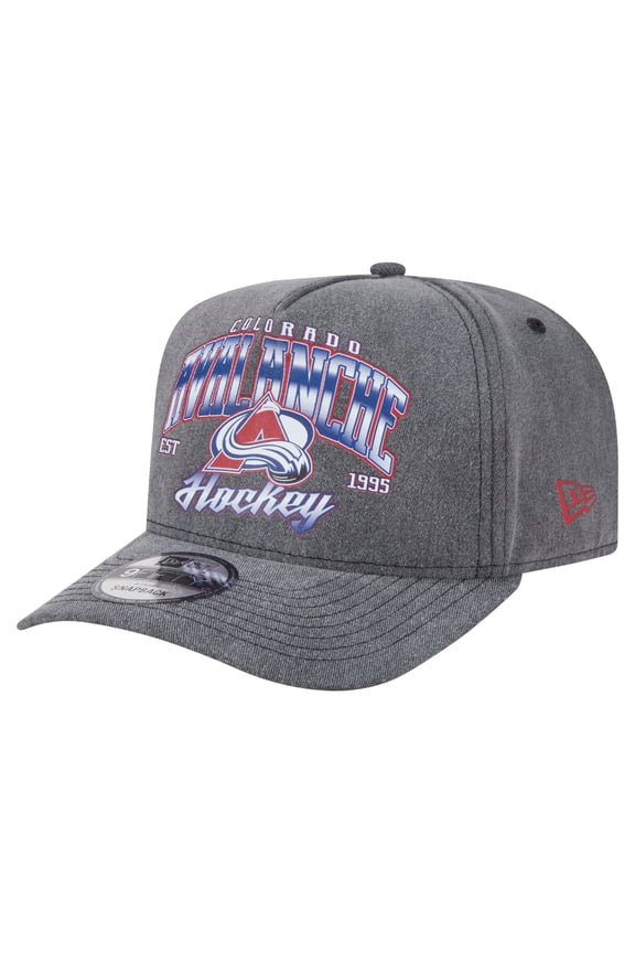 Men's New Era Charcoal Colorado Avalanche Throwback Washed A-Frame Pre-Curved 9FIFTY Snapback Hat