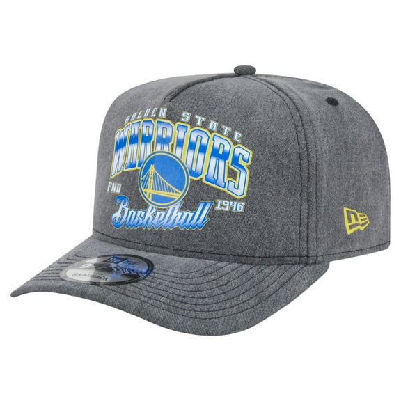 Men's New Era Charcoal Golden State Warriors Throwback Washed Pre-Curved 9FIFTY Snapback Hat
