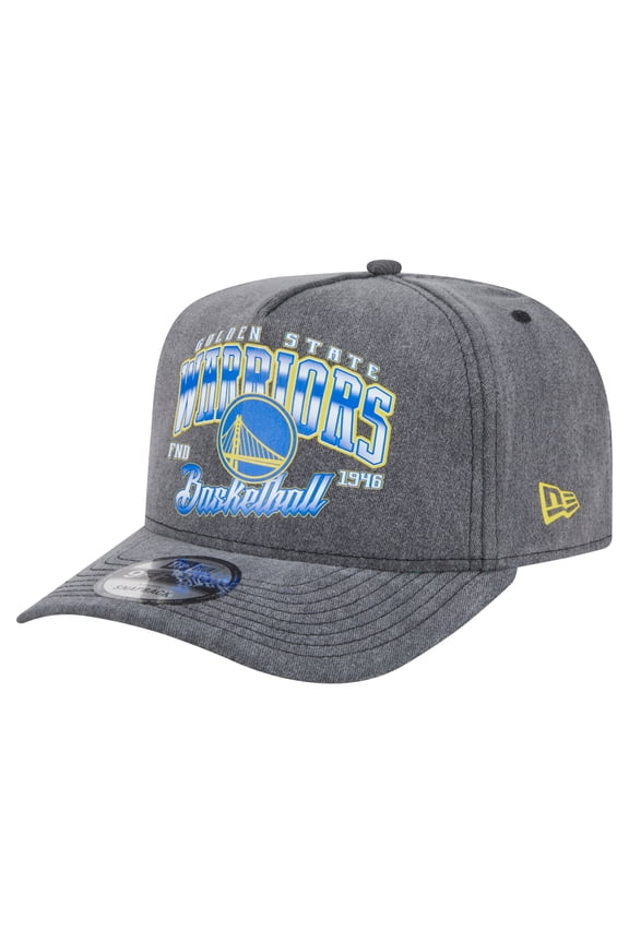 Men's New Era Charcoal Golden State Warriors Throwback Washed Pre-Curved 9FIFTY Snapback Hat