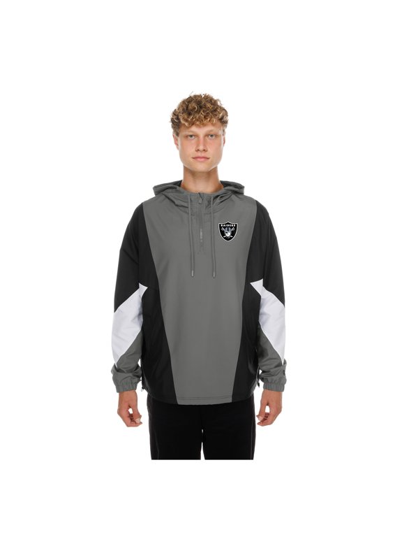 Men's New Era Charcoal Las Vegas Raiders Quarter-Zip Windbreaker Jacket