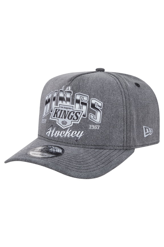 Men's New Era  Charcoal Los Angeles Kings Throwback Washed A-Frame Pre-Curved 9FIFTY Snapback Hat