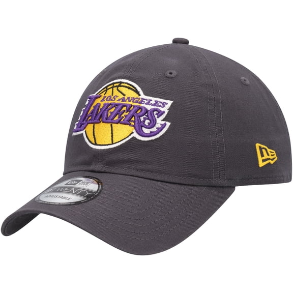 Men's New Era Charcoal Los Angeles Lakers Team 2.0 9TWENTY Adjustable Hat
