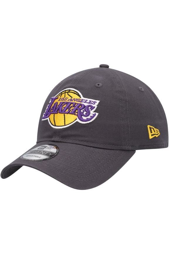 Men's New Era Charcoal Los Angeles Lakers Team 2.0 9TWENTY Adjustable Hat