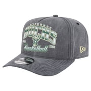 Mens New Era Charcoal Milwaukee Bucks Throwback Washed Pre-Curved 9FIFTY Snapback Hat
