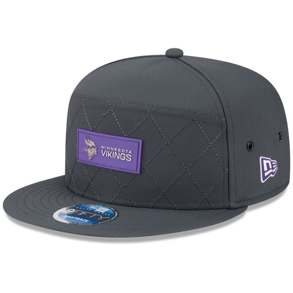 Men's New Era Charcoal Minnesota Vikings 2025 Sideline Cold Weather Split Panel 9FIFTY Snapback Hat
