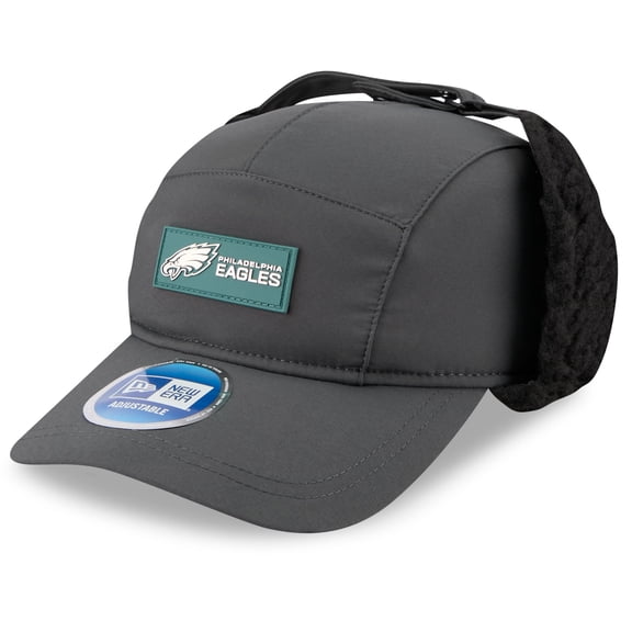 Men's New Era Charcoal Philadelphia Eagles 2025 Sideline Cold Weather Runner Dog Ear Adjustable Hat