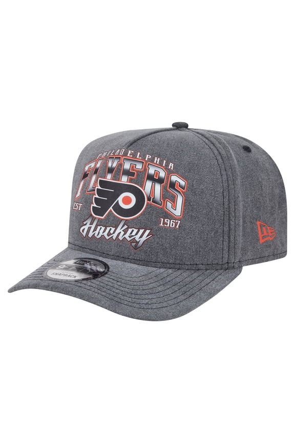 Men's New Era Charcoal Philadelphia Flyers Throwback Washed A-Frame Pre-Curved 9FIFTY Snapback Hat