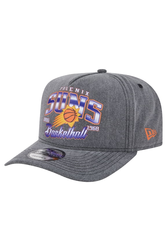 Men's New Era  Charcoal Phoenix Suns Throwback Washed Pre-Curved 9FIFTY Snapback Hat